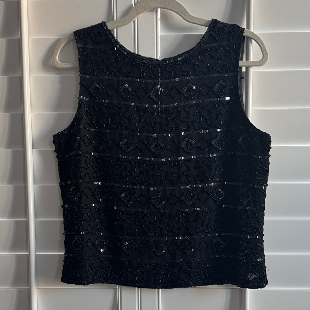Vintage Jennifer Moore Black Beaded Top